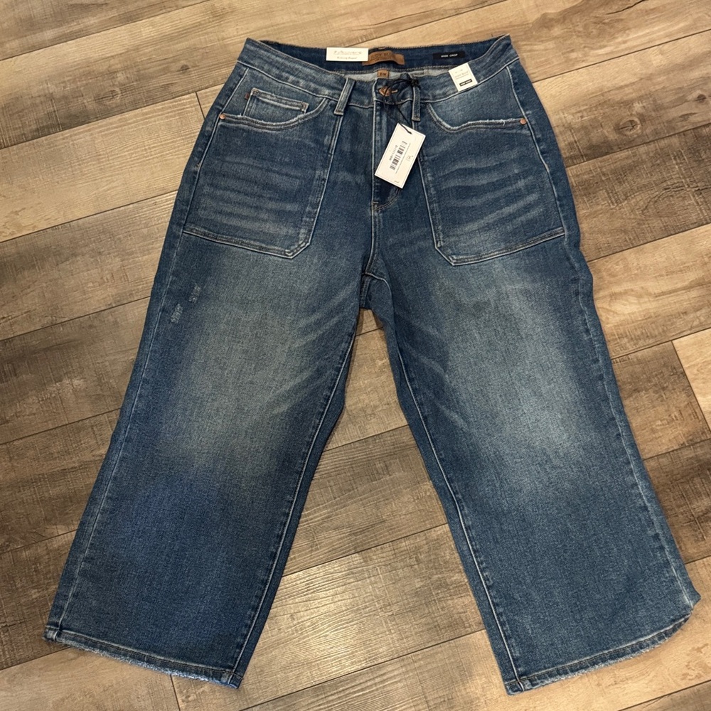 Judy Blue Denim Wide Leg Cropped Jeans